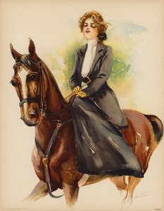 Portrait of a woman riding a horse