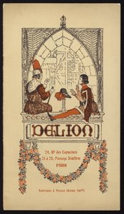 Cover illustration for hat catalogue issued by Delion, Paris, in 1908 by Maurice Berty