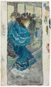 Elegant Woman in a Blue Dress by Maurice Brazil Prendergast