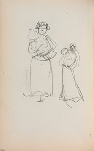 Italian Sketchbook: Two Standing Women Holding Infants (page 140)