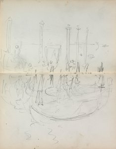 Italian Sketchbook: Venetian Harbor View page 37 & 38, 1898-1899 by Maurice Brazil Prendergast