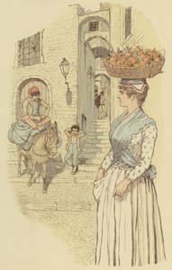 Street life in the narrow alleys of the old town of San Remo, Italy by Maurice Charles Mathieu Bonvoisin