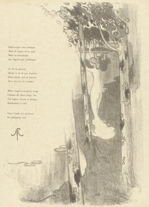 Illustration with Standing Naked Woman between Trees by a Lake for the Poem Petit Air by Stéphane Mallarmé by Maurice Denis