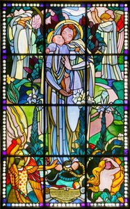 Virgin and child stained glass (Maurice Denis museum, Saint Germain en Laye, France)