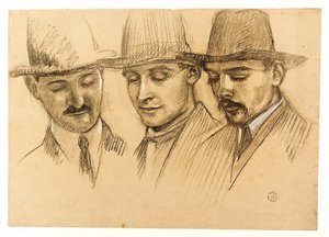 Portraits of Father Couturier, Charles Plessard, and André Lecoutey. Study for the Dutuit Dome: The Three Architects of the French School of Rome