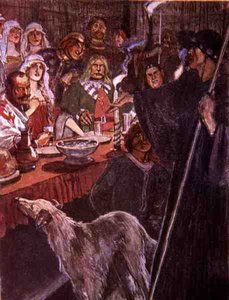 Second to None Said the Pilgrim Who Stood Near Enough to Hear, Illustration from Ivanhoe for Boys and Girls, Retold by Alice Jackson, pub. 1924 by Maurice Greiffenhagen