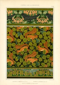 Art Nouveau Ornamentation with Birds, Squirrels and Floral Elements