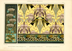 Art Nouveau Pattern Designs with Dragonflies, Orchids and Hummingbirds