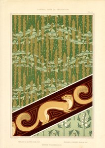 Decorative Art Nouveau Patterns with Fish, Ermine and Lily of the Valley