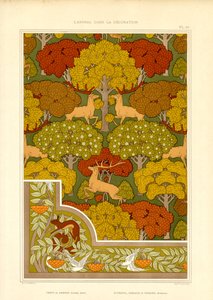 Decorative Forest Pattern with Deer and Trees
