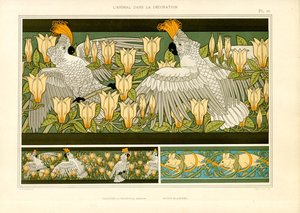 Decorative Friezes with Cockatoos, Magnolias and Mice