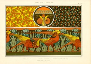 Decorative Ornamental Patterns with Pheasants, Birds and Ladybugs