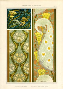 Ornamental Compositions with Marine Animals, Cicadas and Peacock