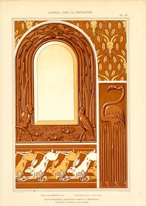 Ornamental Frame Design with Water Birds and Hares