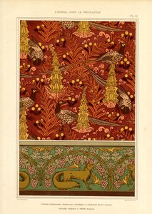 Surface Pattern with Pheasants and Wine Border