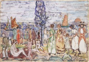 Beach with Blue Tree by Maurice Prendergast