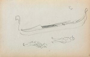 Italian Sketchbook: Gondola and Two Gondoliers (page 14) by Maurice Prendergast