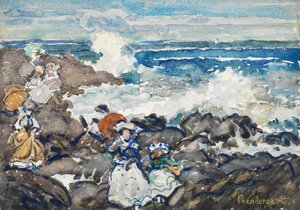 Rocks, Waves and Figures by Maurice Prendergast