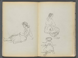 Sketchbook - The Granite Shore Hotel, Rockport, page 048 & 49: Seated Female Figures
