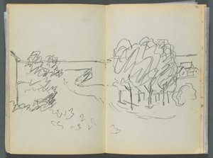 Sketchbook- The Granite Shore Hotel, Rockport, page 072 & 73: Town View by Maurice Prendergast