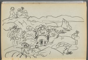 Sketchbook- The Granite Shore Hotel, Rockport: Picnickers by Maurice Prendergast