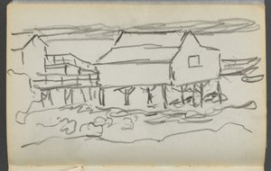 Sketchbook, The Dells, No. 127, page 014: House on a Dock