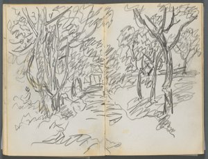 Sketchbook: The Dells, No. 127, Landscape (page 064 & 65) by Maurice Prendergast