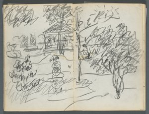 Sketchbook, The Dells, No. 127, page 066 & 67: Landscape by Maurice Prendergast