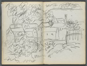 Sketchbook, The Dells: Landscape with Houses by Maurice Prendergast