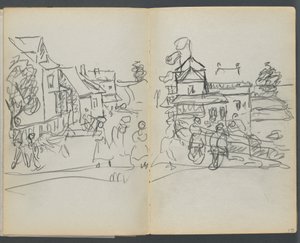 Sketchbook, The Dells: Village with Houses and Road
