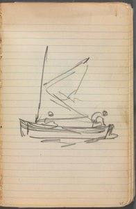 Sketchbook, page 085: Sailboat with Two Figures