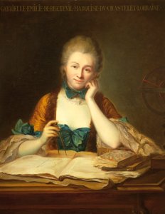 Portrait of Gabrielle Emilie Le Tonnelier de Breteuil, Marquise de Chatelet by Maurice Quentin de La Tour