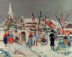 Landscape under the Snow, Maixe by Maurice Utrillo