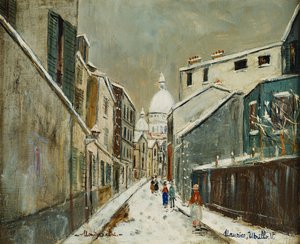 Rue St. Rustique under the Snow, Montmartre, c. 1939 by Maurice Utrillo