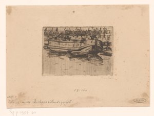 Boat in the Bickersgracht, Amsterdam by Maurits van der Valk (signed by artist)