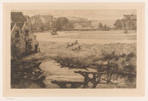 Old Houses and Water at Surinameplein in Amsterdam by Maurits van der Valk (signed by artist)