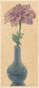 Blue Glass Vase with Lilac Dahlia by Maurits van der Valk