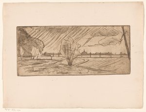 Landscape with Trees and Church by Maurits van der Valk