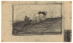 Sketch of Plowing Horses by Maurits van der Valk