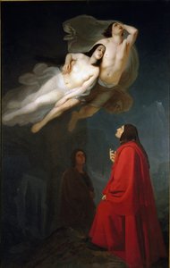 Dante and Virgil Meet Francesca da Rimini and Paolo Malatesta in the Circle of Lust in the Underworld