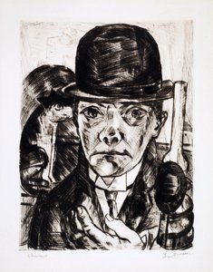Self Portrait with a Bowler Hat. Engraving by Max Beckmann (1884-1950) by Max Beckmann