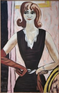 Portrait of Quappi on Pink and Violet by Max Beckmann