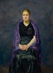 Minna Beckmann-Tube with a Violet Shawl by Max Beckmann