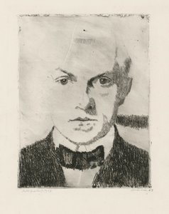 Self-Portrait (verso: first state print of the drypoint etching "Lovers" from 1916, Hofmaier 88 I) by Max Beckmann