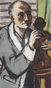 Self-Portrait in a Grey Dressing Gown by Max Beckmann