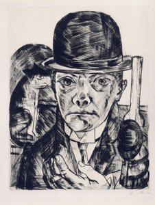 Self-Portrait with Stiff Hat by Max Beckmann