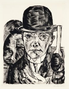 Self-portrait with hat by Max Beckmann