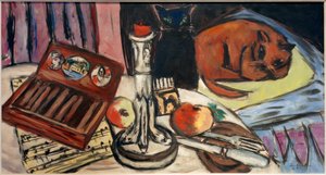 Still Life with Silver Candlestick (Still Life with Cats) by Max Beckmann