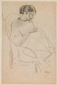 Study of a Woman Sewing by Max Beckmann