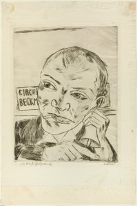 The Barker (Self-Portrait), plate one from Der Jahrmarkt by Max Beckmann